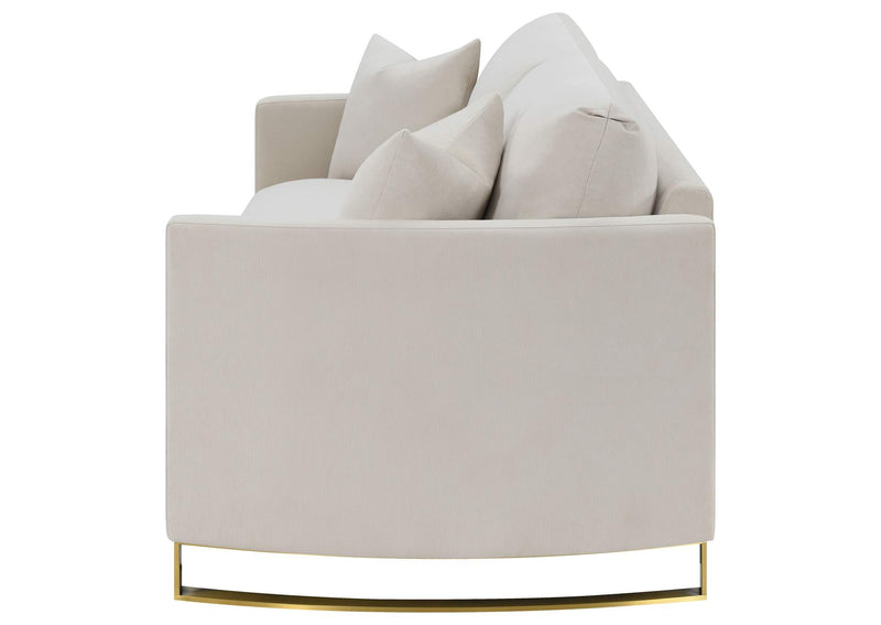 508821 Corliss Upholstered Curved Track Arm Sofa Beige