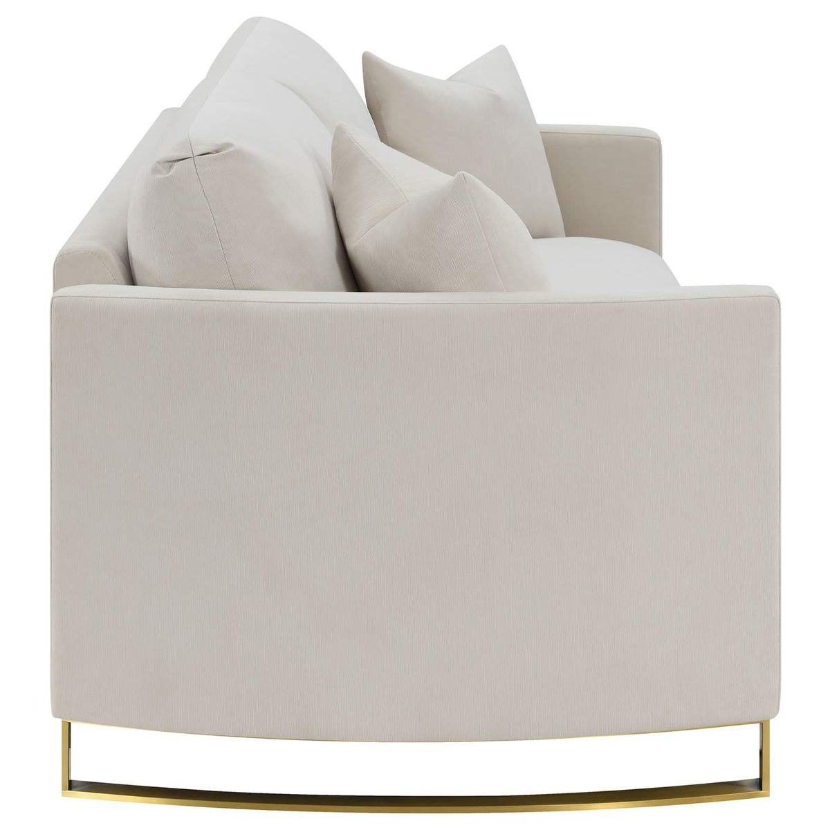 508821 Corliss Upholstered Curved Track Arm Sofa Beige
