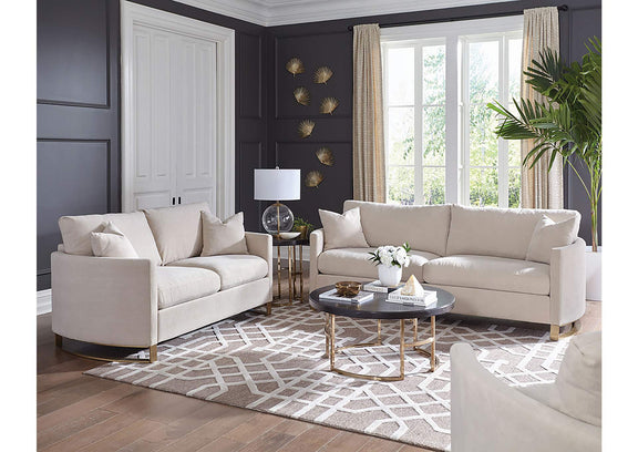 508821 Corliss Upholstered Curved Track Arm Sofa Beige