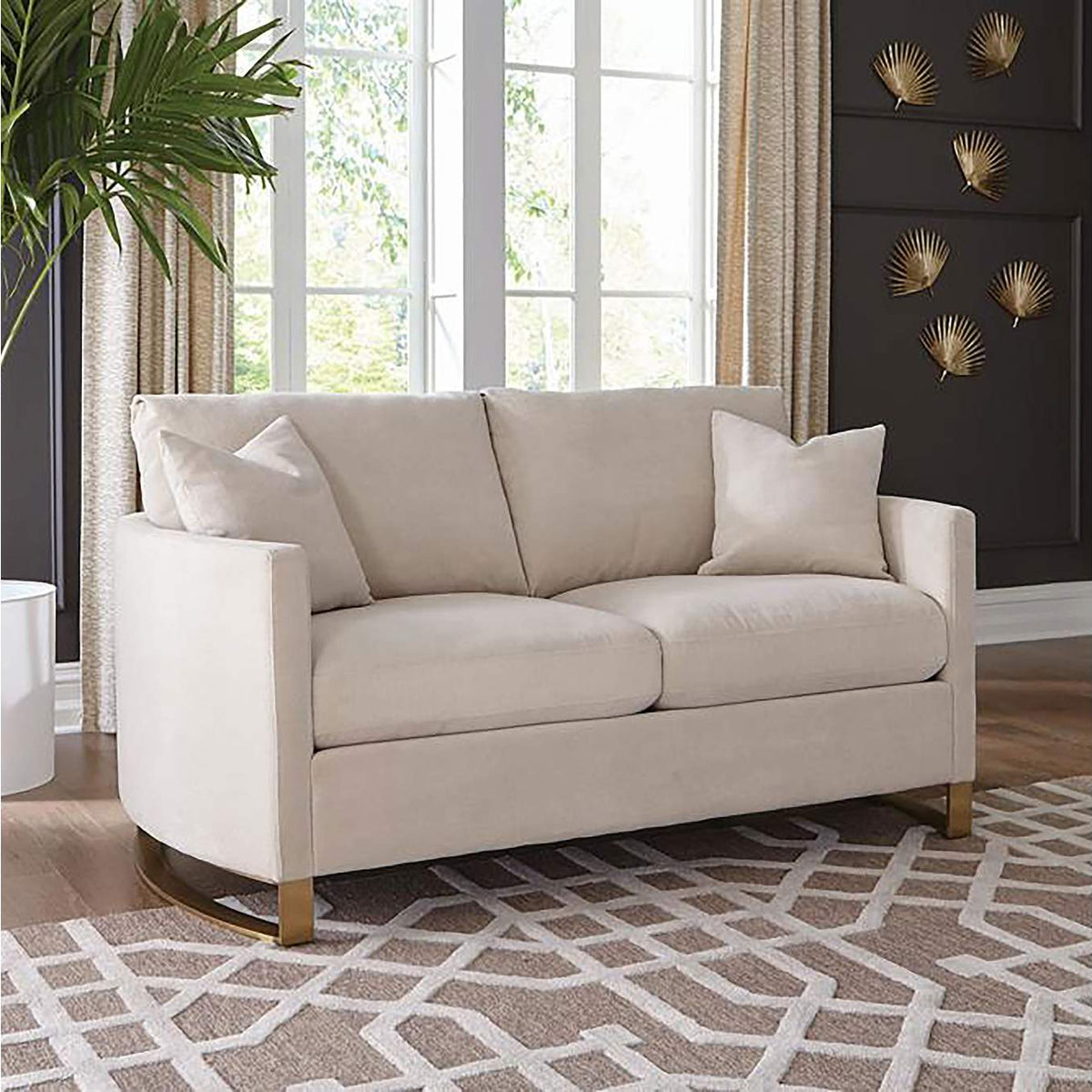 508822 Corliss Upholstered Curved Track Arm Loveseat Beige