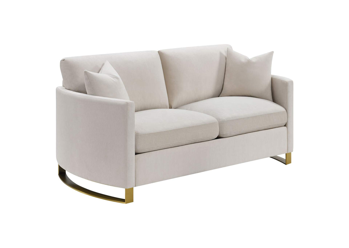 508822 Corliss Upholstered Curved Track Arm Loveseat Beige