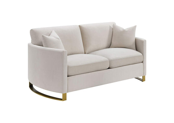 508822 Corliss Upholstered Curved Track Arm Loveseat Beige