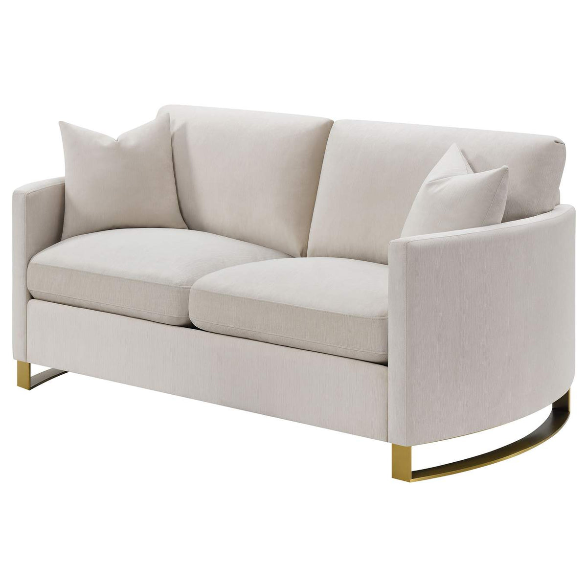 508822 Corliss Upholstered Curved Track Arm Loveseat Beige