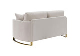 508822 Corliss Upholstered Curved Track Arm Loveseat Beige