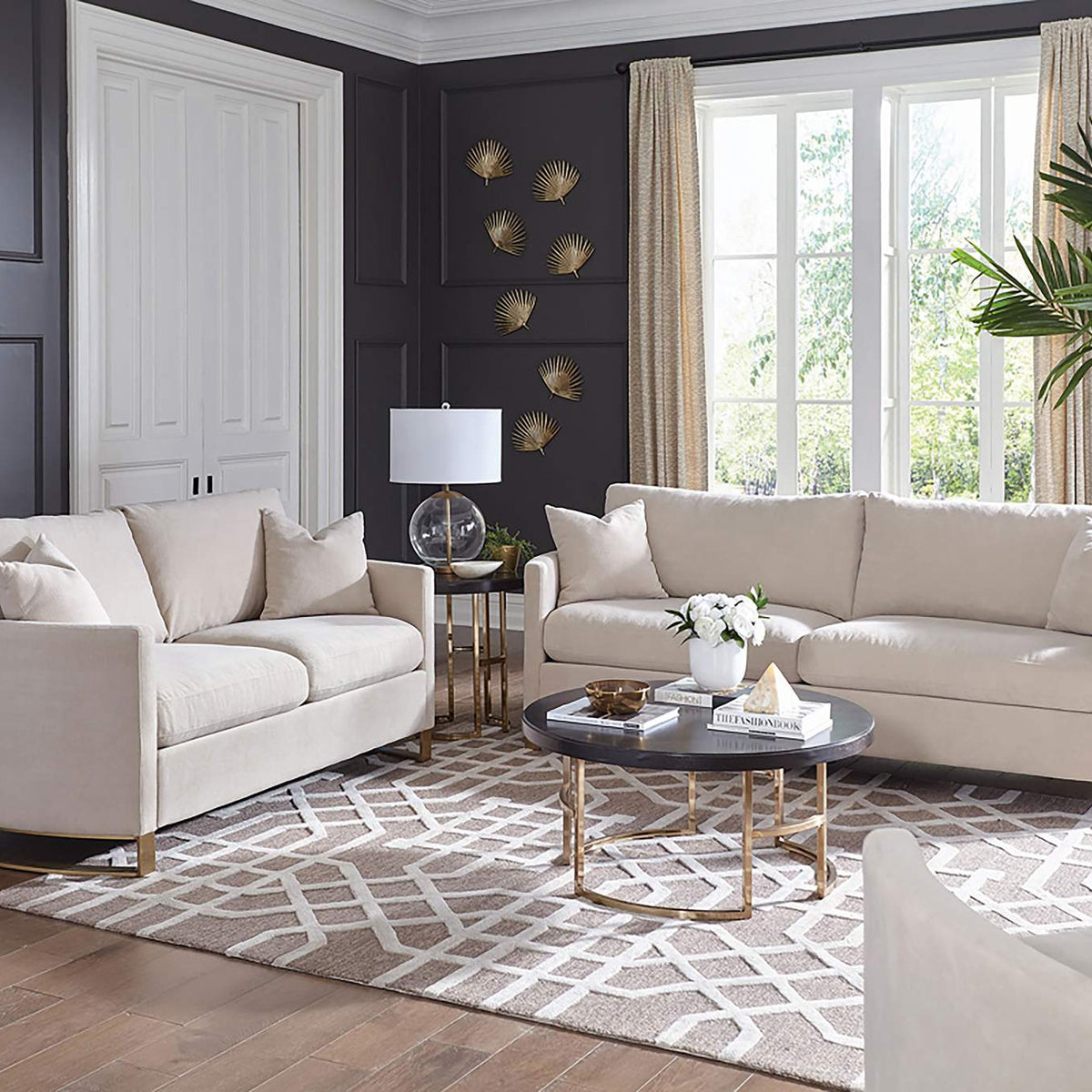 508822 Corliss Upholstered Curved Track Arm Loveseat Beige