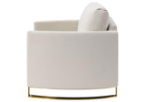 508823 Corliss Upholstered Curved Track Arm Chair Beige