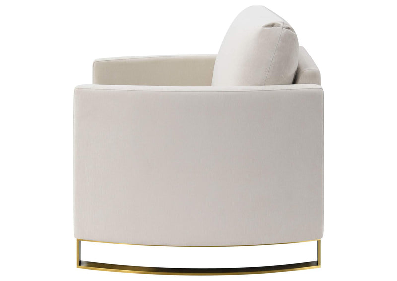 508823 Corliss Upholstered Curved Track Arm Chair Beige
