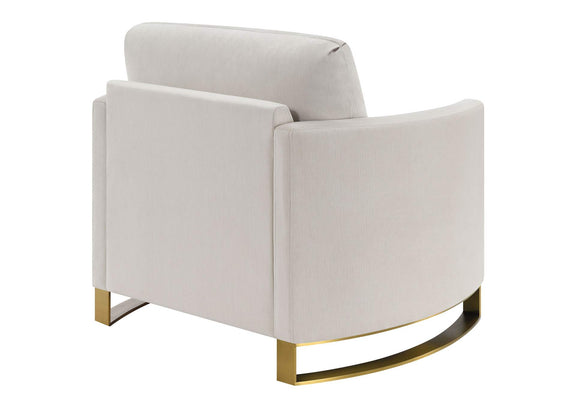 508823 Corliss Upholstered Curved Track Arm Chair Beige