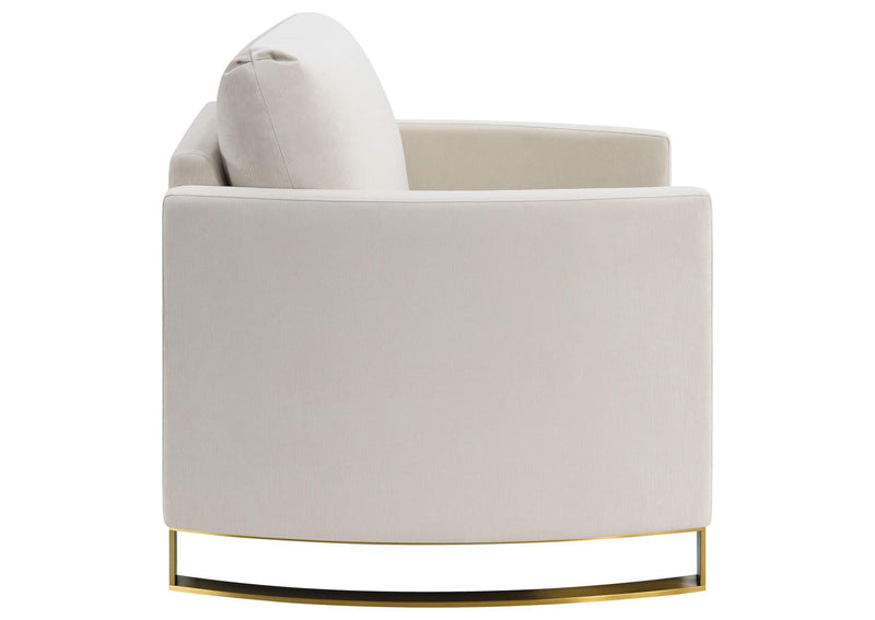 508823 Corliss Upholstered Curved Track Arm Chair Beige