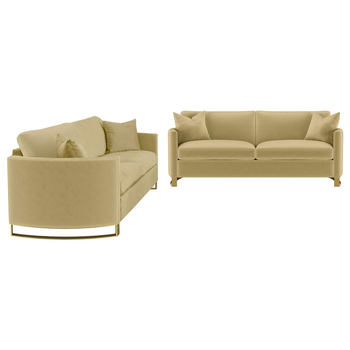 508824-S2 Corliss 2-piece Velvet Upholstered Sofa Set Camel