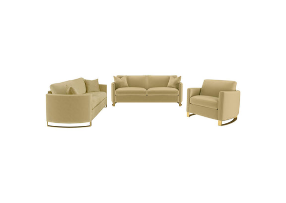 508824-S3 Corliss 3-piece Velvet Upholstered Sofa Set Camel