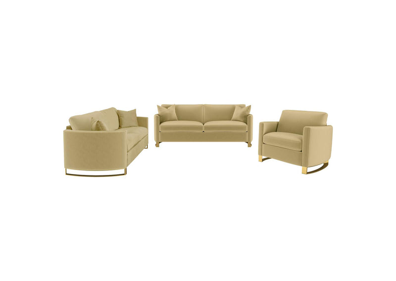 508824-S3 Corliss 3-piece Velvet Upholstered Sofa Set Camel