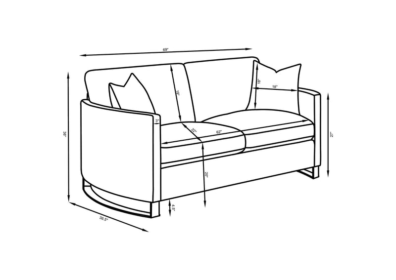 508824-S3 Corliss 3-piece Velvet Upholstered Sofa Set Camel