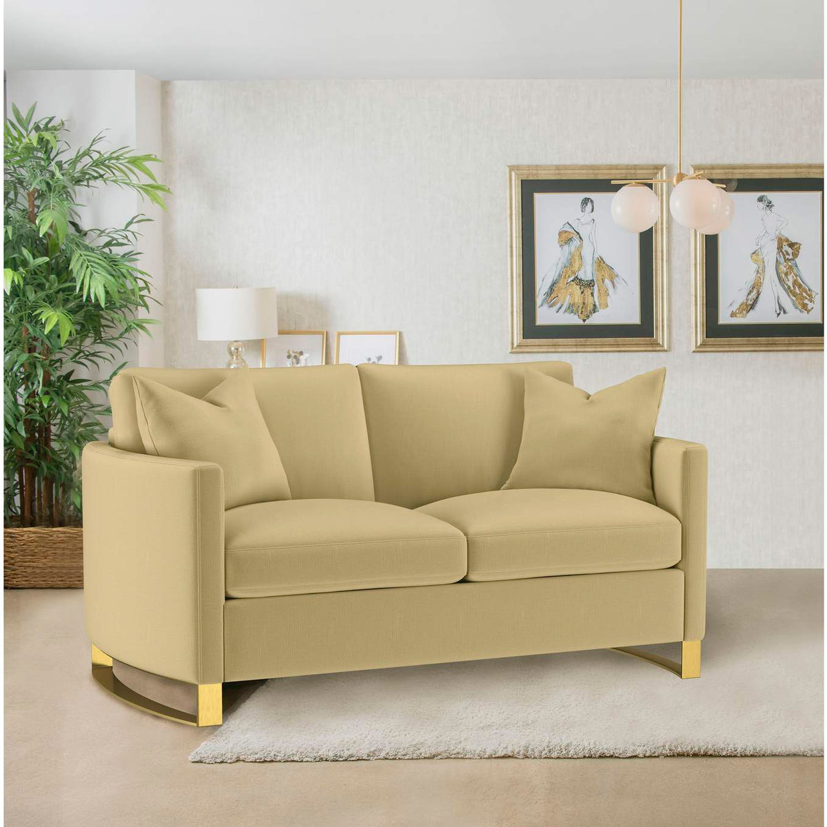 508825 Corliss Upholstered Curved Track Arm Loveseat Camel