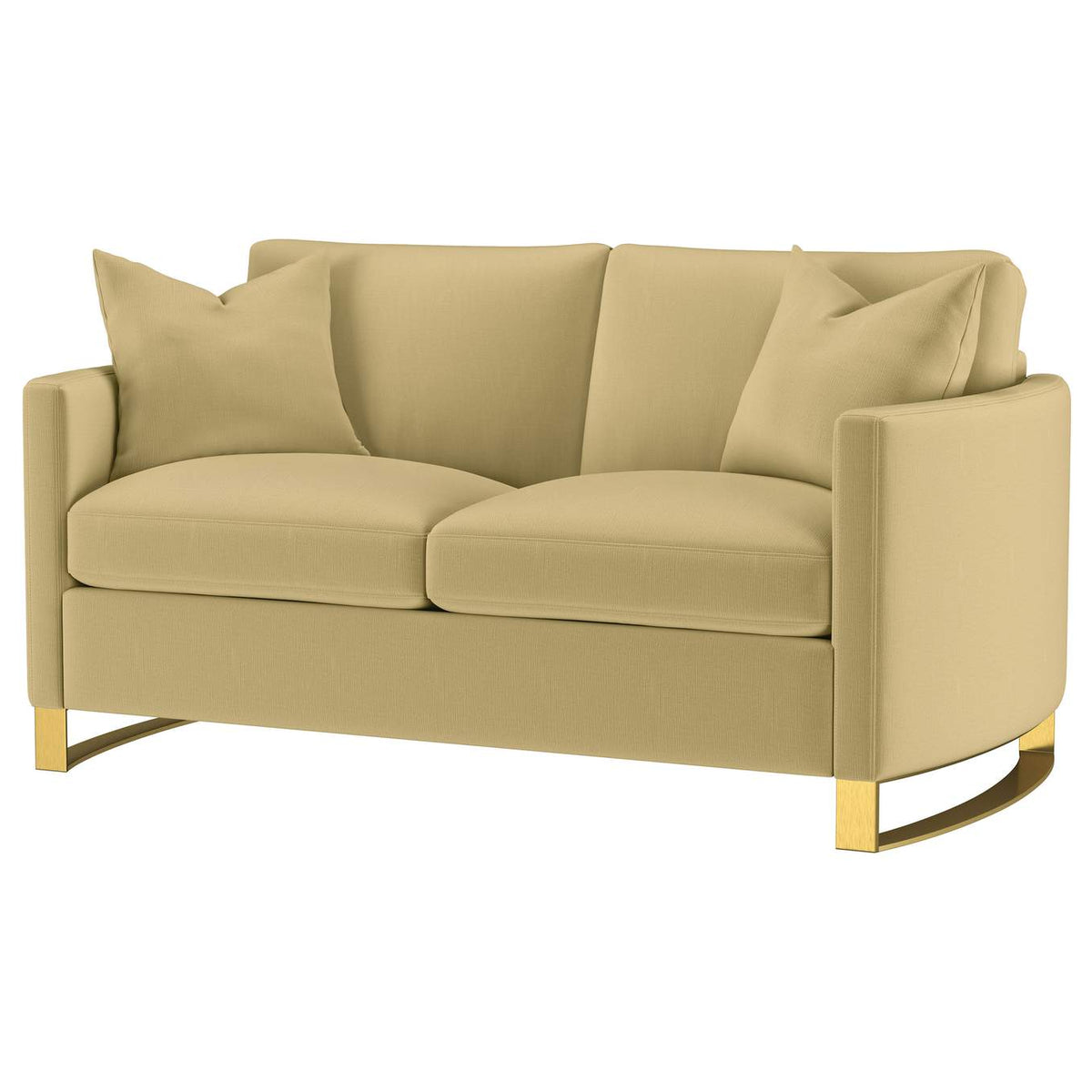 508825 Corliss Upholstered Curved Track Arm Loveseat Camel