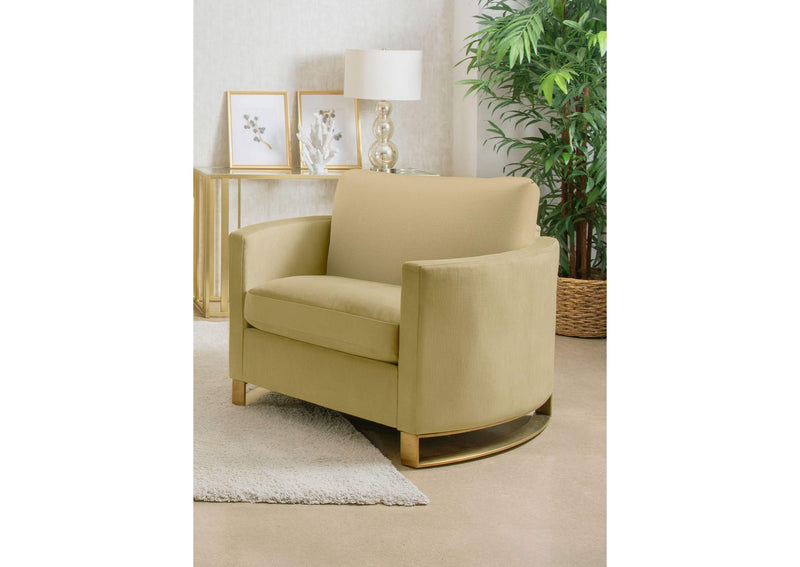 508826 Corliss Upholstered Curved Track Arm Chair Camel