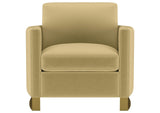 508826 Corliss Upholstered Curved Track Arm Chair Camel