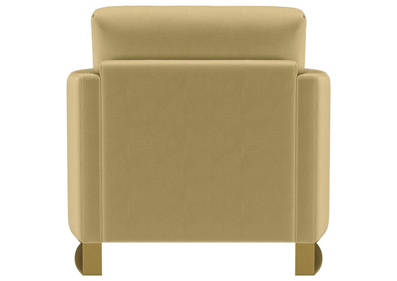 508826 Corliss Upholstered Curved Track Arm Chair Camel