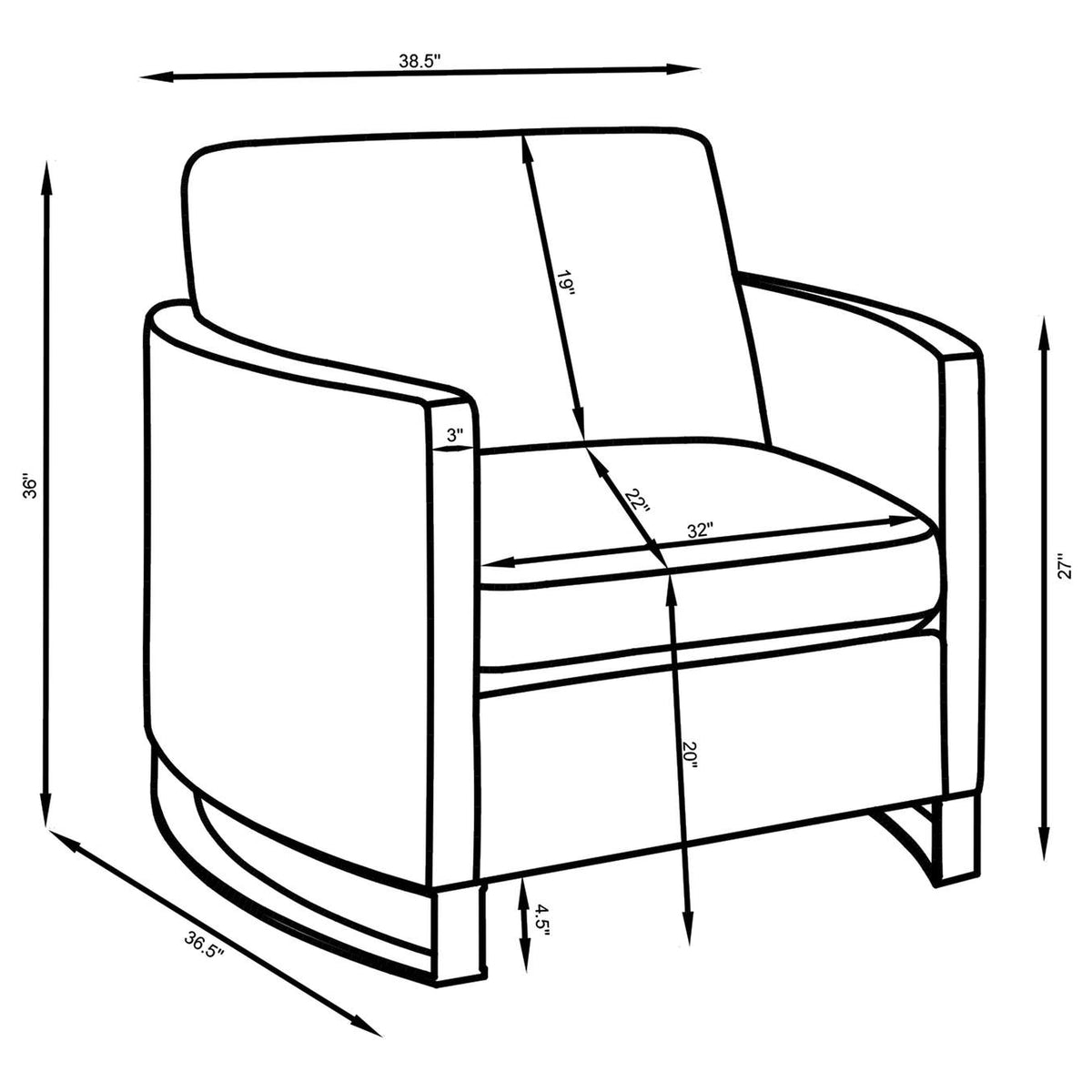 508826 Corliss Upholstered Curved Track Arm Chair Camel