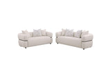 508961-S2 Jeanette 2-piece Fabric Upholstered Round Arm Sofa Set Beige