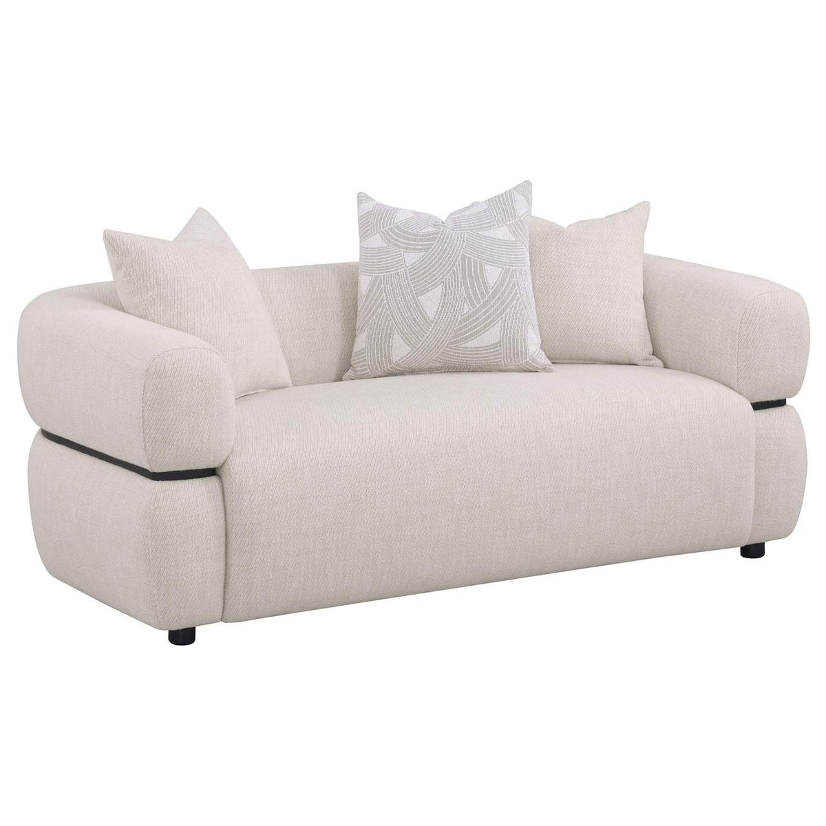 508961-S2 Jeanette 2-piece Fabric Upholstered Round Arm Sofa Set Beige