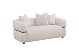 508961-S2 Jeanette 2-piece Fabric Upholstered Round Arm Sofa Set Beige