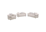 508961-S3 Jeanette 3-piece Fabric Upholstered Round Arm Sofa Set Beige