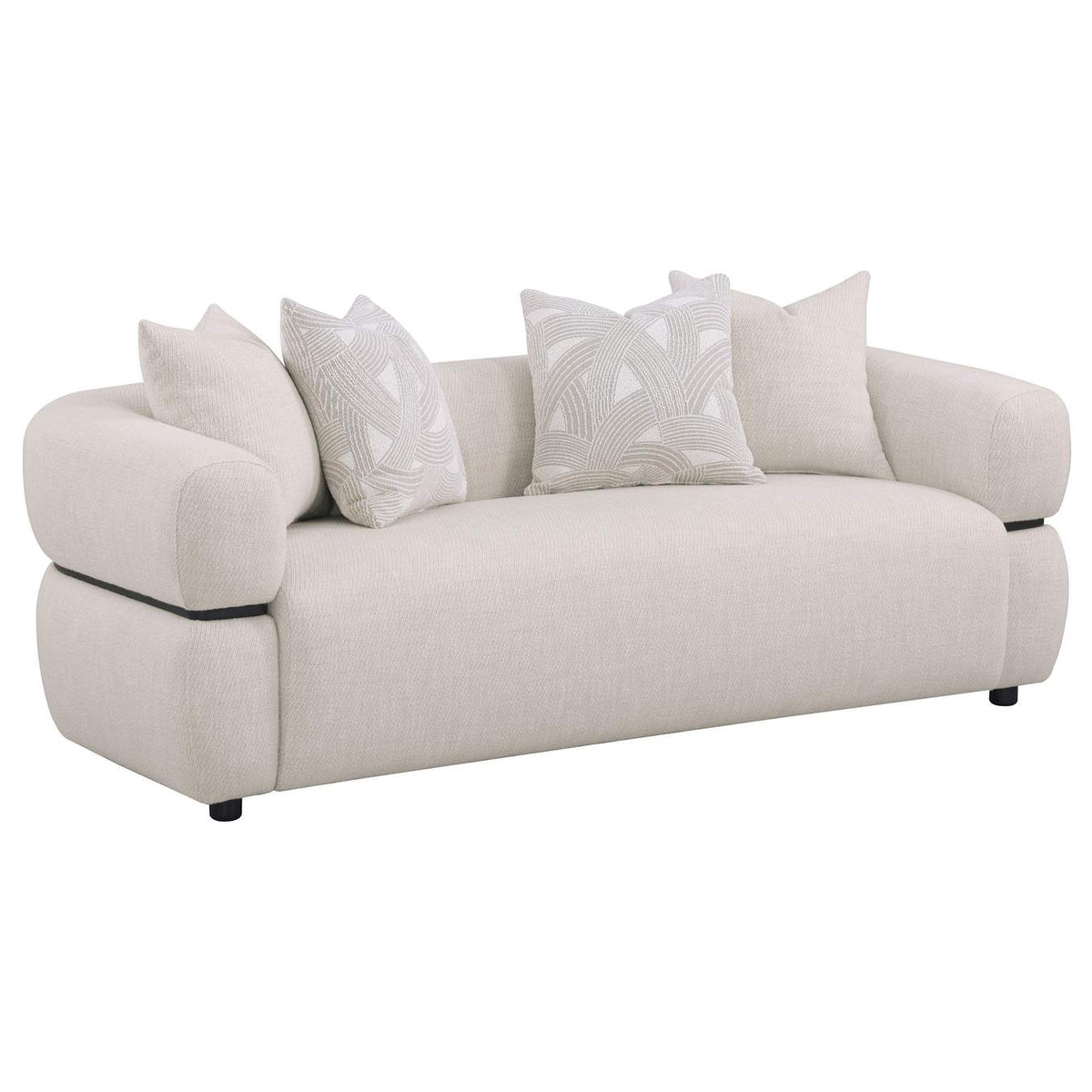 508961-S3 Jeanette 3-piece Fabric Upholstered Round Arm Sofa Set Beige