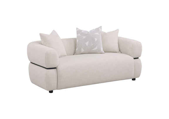 508961-S3 Jeanette 3-piece Fabric Upholstered Round Arm Sofa Set Beige