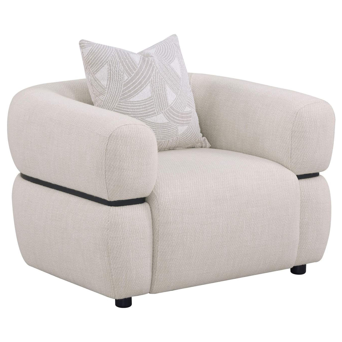 508961-S3 Jeanette 3-piece Fabric Upholstered Round Arm Sofa Set Beige