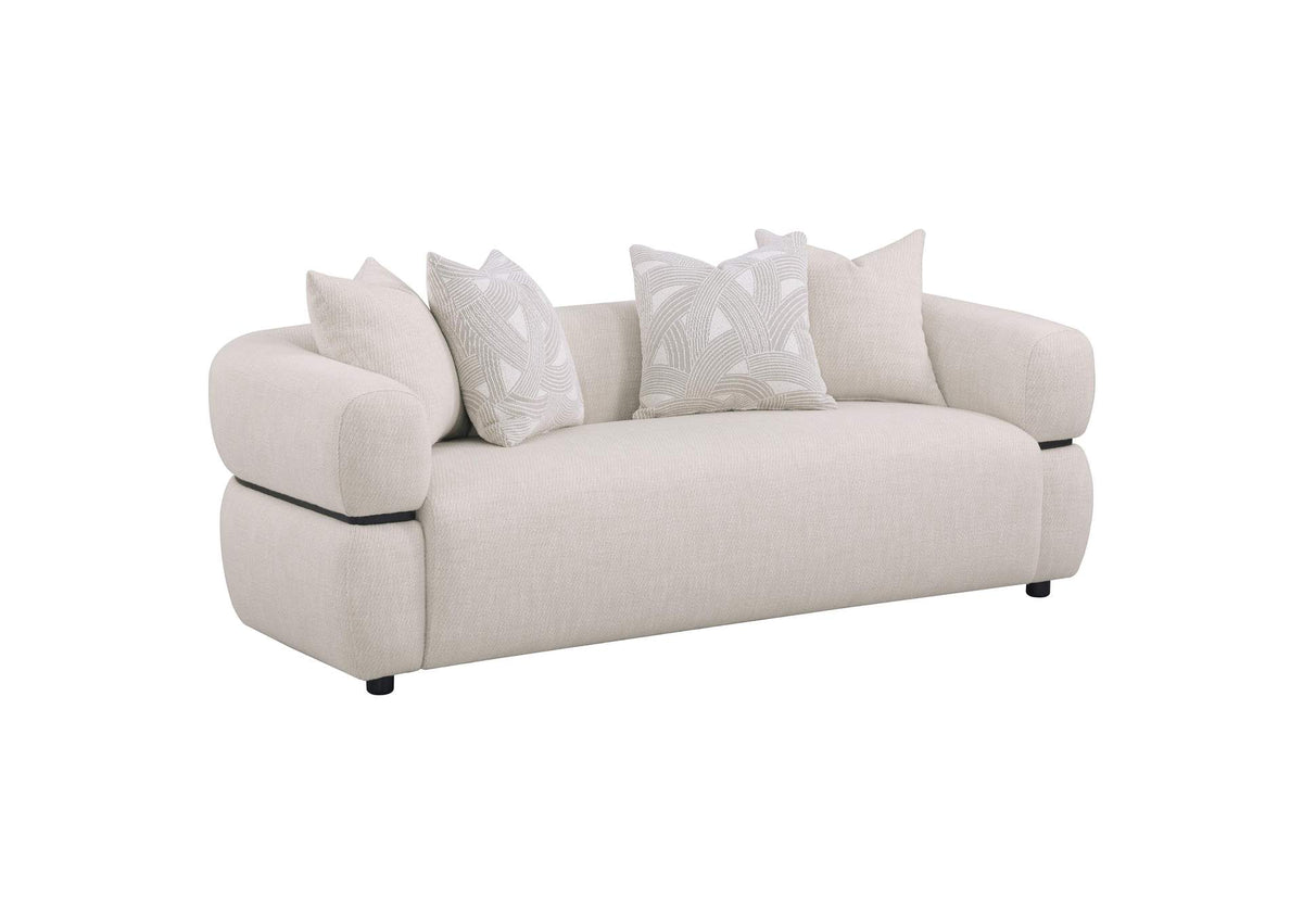 508961 Jeanette 84-inch Fabric Upholstered Round Arm Sofa Beige