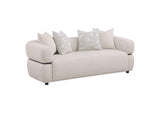 508961 Jeanette 84-inch Fabric Upholstered Round Arm Sofa Beige