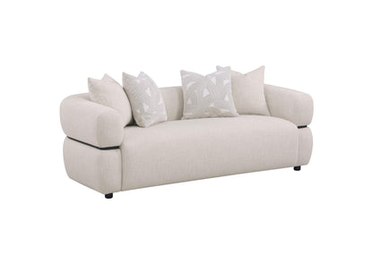 508961 Jeanette 84-inch Fabric Upholstered Round Arm Sofa Beige