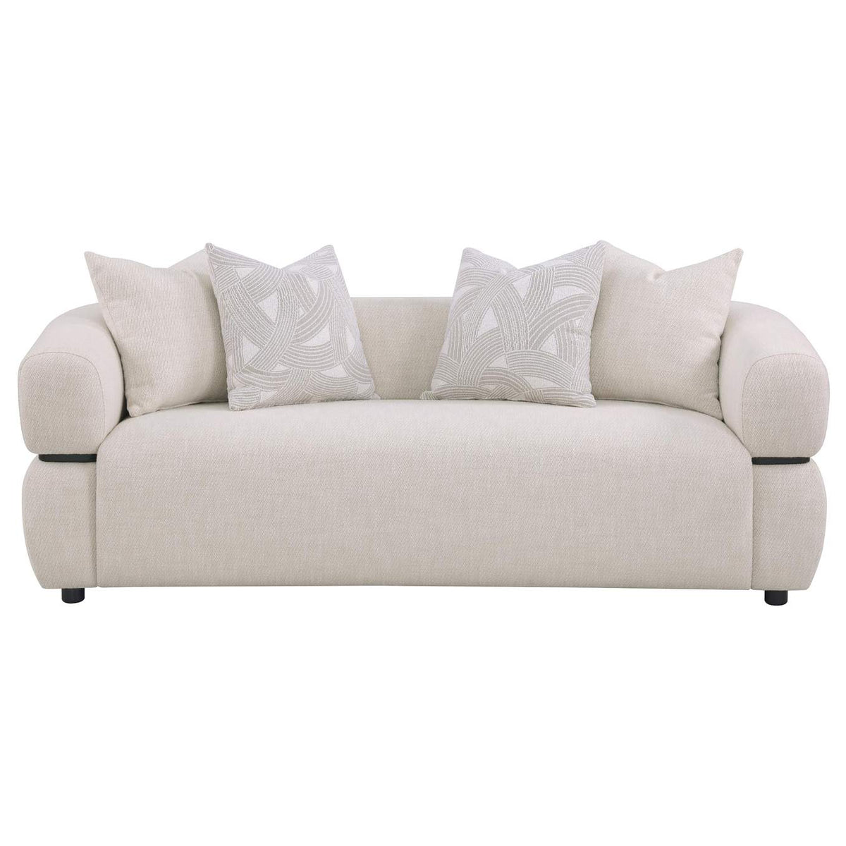 508961 Jeanette 84-inch Fabric Upholstered Round Arm Sofa Beige