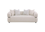 508961 Jeanette 84-inch Fabric Upholstered Round Arm Sofa Beige