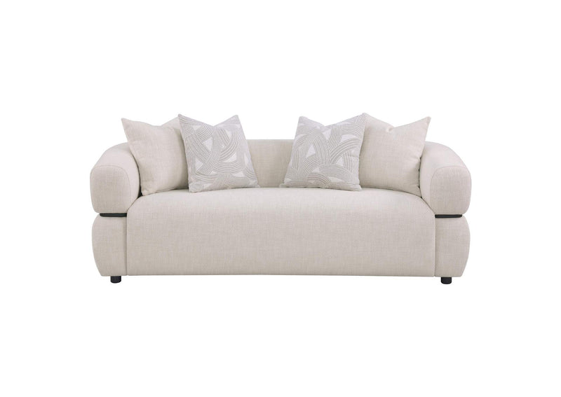 508961 Jeanette 84-inch Fabric Upholstered Round Arm Sofa Beige