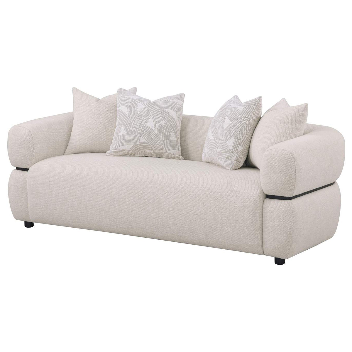 508961 Jeanette 84-inch Fabric Upholstered Round Arm Sofa Beige