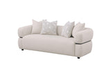508961 Jeanette 84-inch Fabric Upholstered Round Arm Sofa Beige