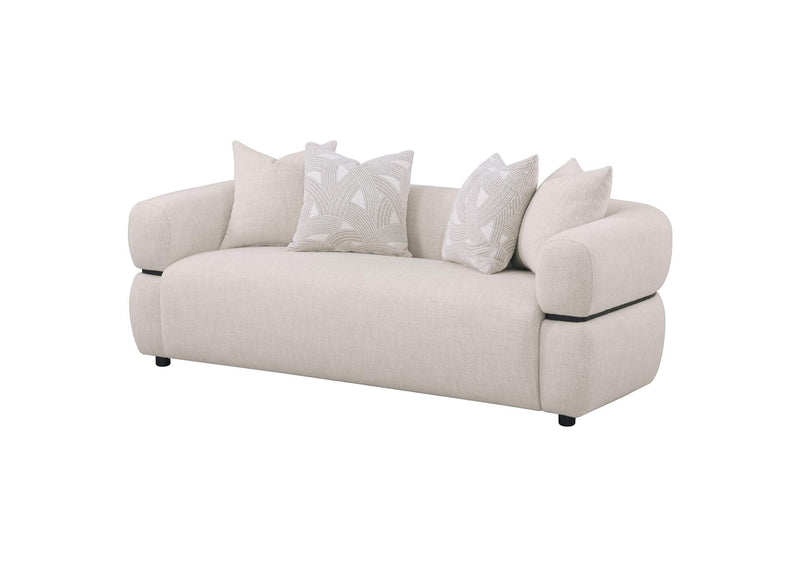 508961 Jeanette 84-inch Fabric Upholstered Round Arm Sofa Beige
