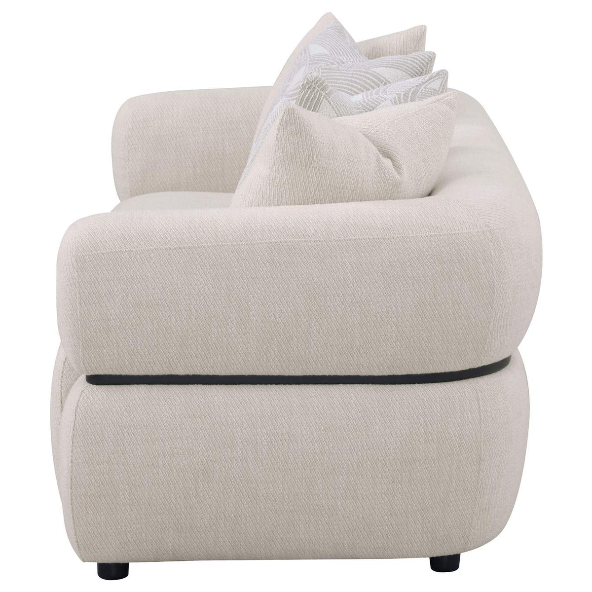 508961 Jeanette 84-inch Fabric Upholstered Round Arm Sofa Beige