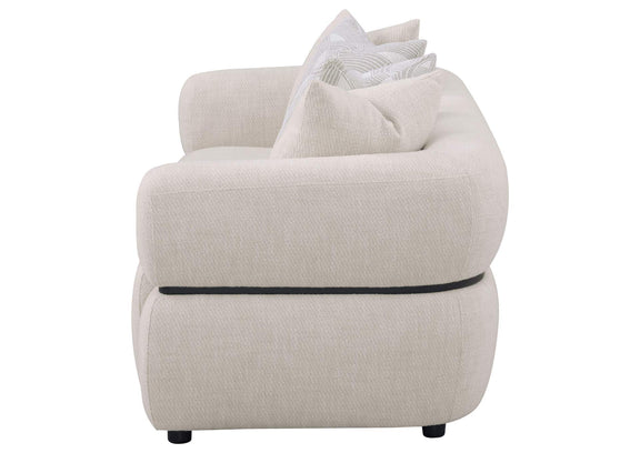 508961 Jeanette 84-inch Fabric Upholstered Round Arm Sofa Beige