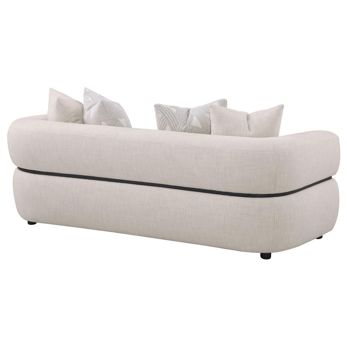 508961 Jeanette 84-inch Fabric Upholstered Round Arm Sofa Beige