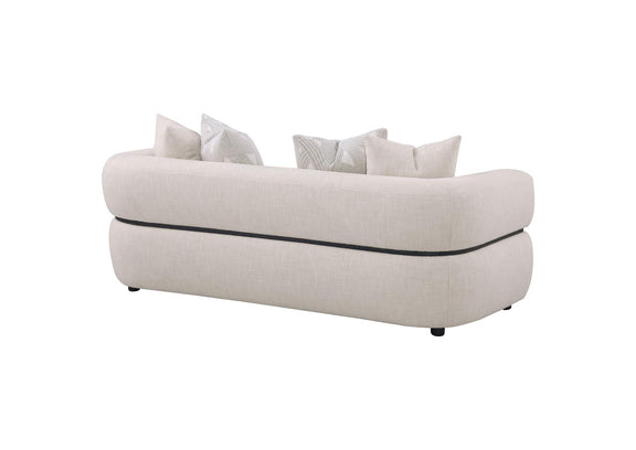 508961 Jeanette 84-inch Fabric Upholstered Round Arm Sofa Beige