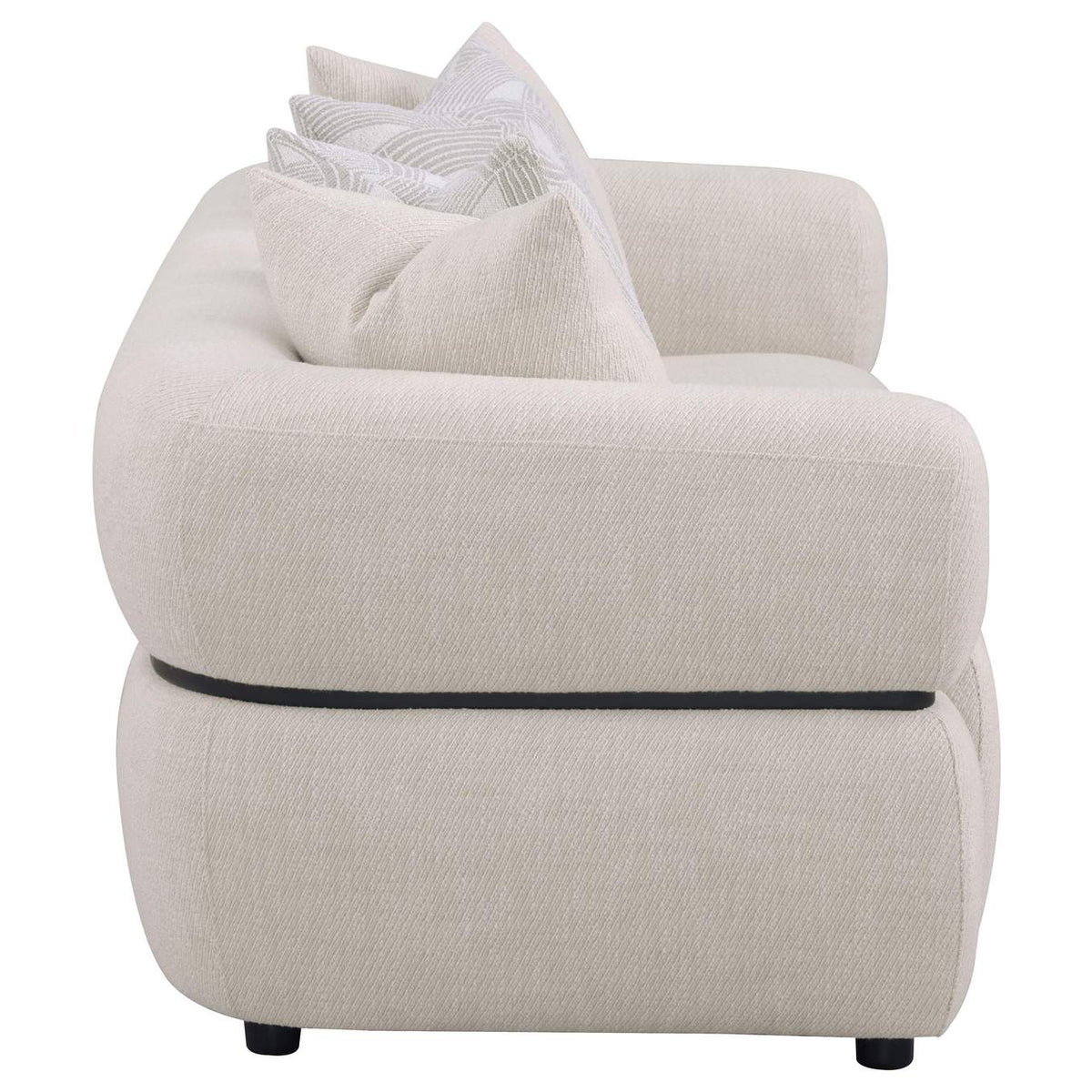 508961 Jeanette 84-inch Fabric Upholstered Round Arm Sofa Beige