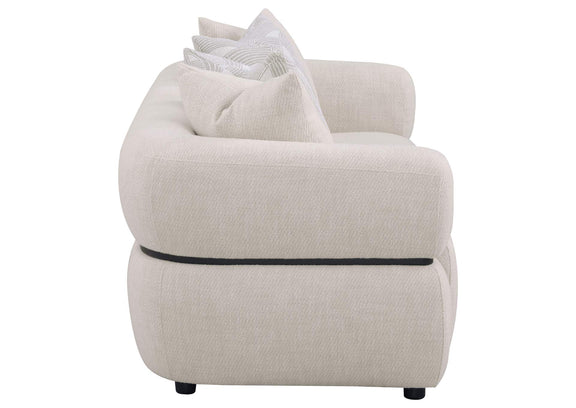 508961 Jeanette 84-inch Fabric Upholstered Round Arm Sofa Beige