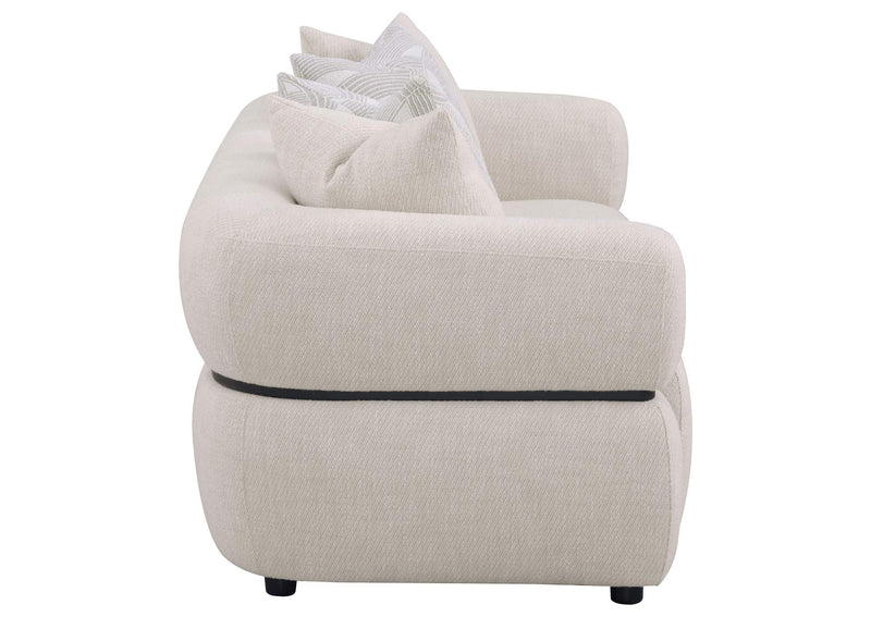 508961 Jeanette 84-inch Fabric Upholstered Round Arm Sofa Beige
