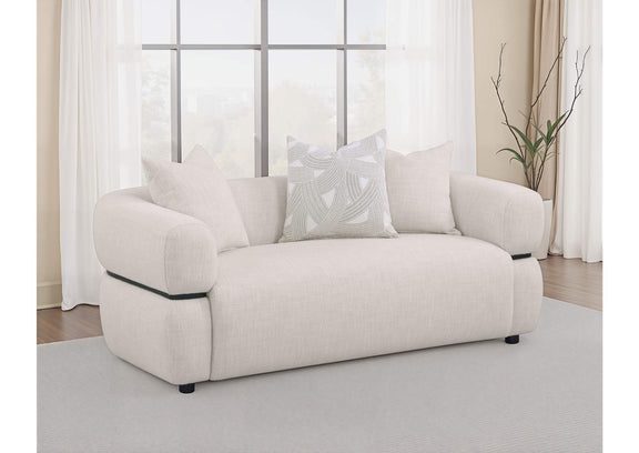 508962 Jeanette 73-inch Fabric Upholstered Round Arm Loveseat Beige
