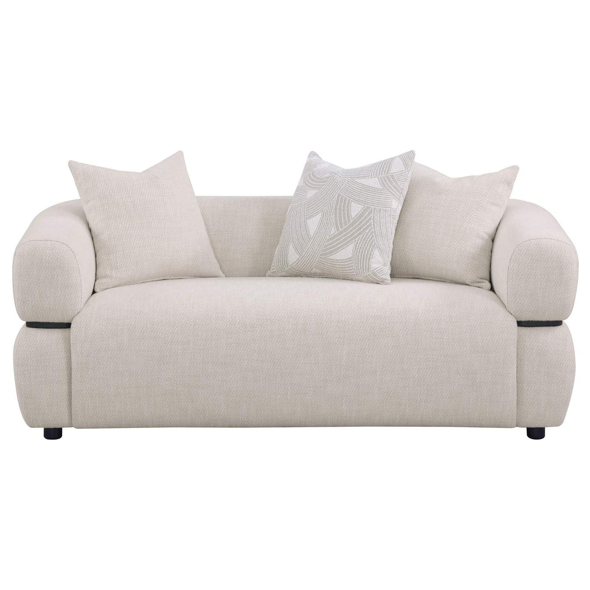 508962 Jeanette 73-inch Fabric Upholstered Round Arm Loveseat Beige