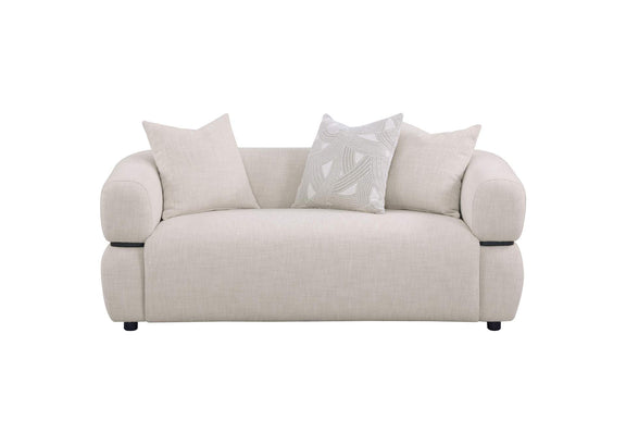 508962 Jeanette 73-inch Fabric Upholstered Round Arm Loveseat Beige