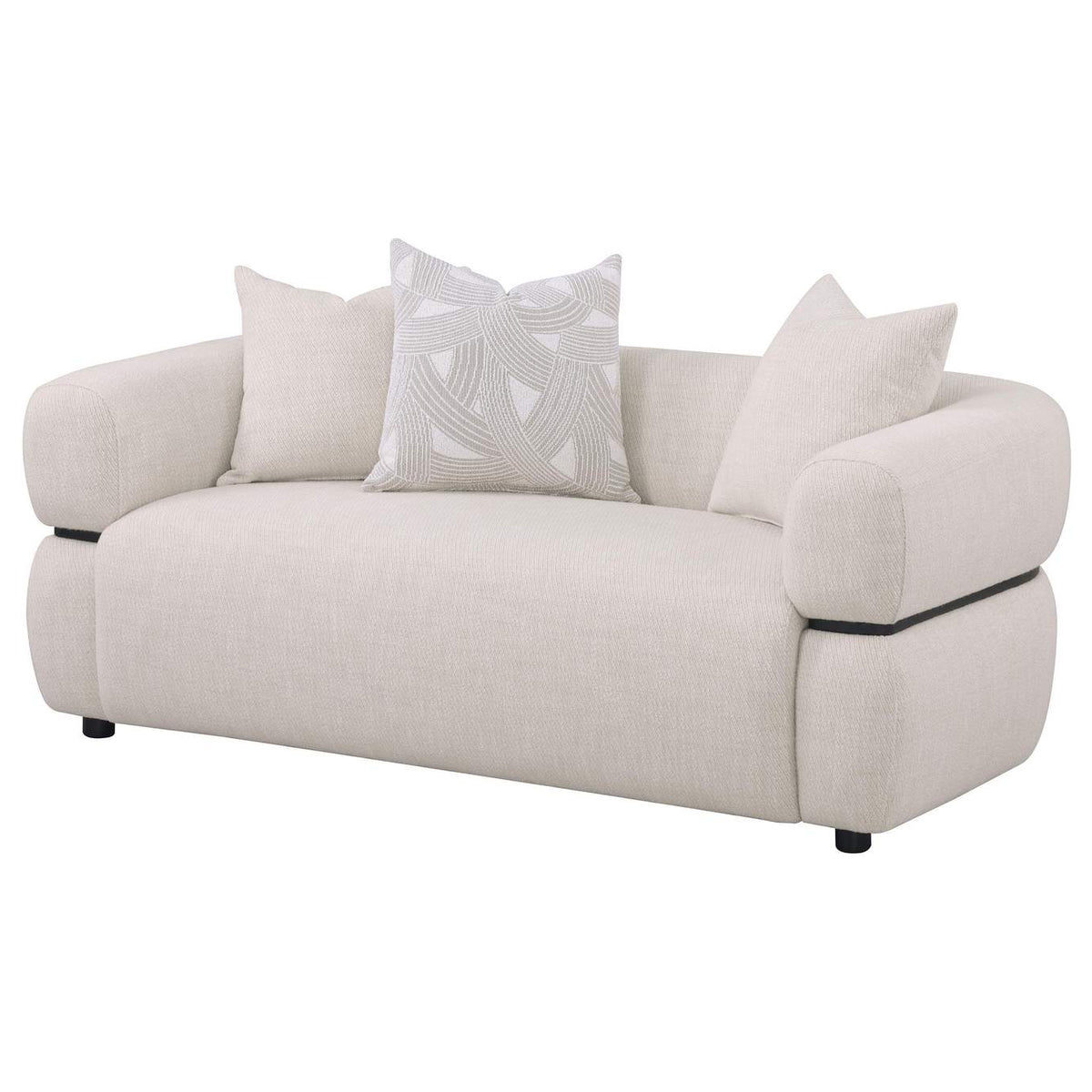 508962 Jeanette 73-inch Fabric Upholstered Round Arm Loveseat Beige